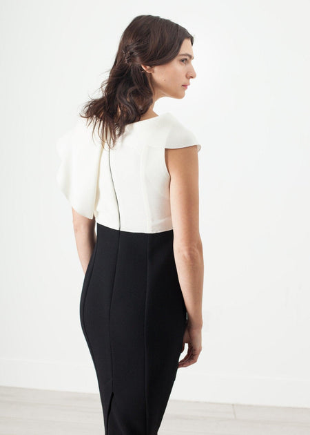 Asymmetric Dress in Cream/Black - linhnguyen3