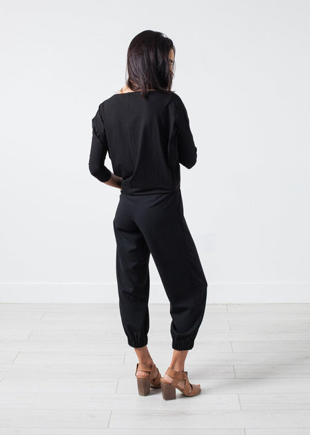 Boat Neck Top in Black - linhnguyen3