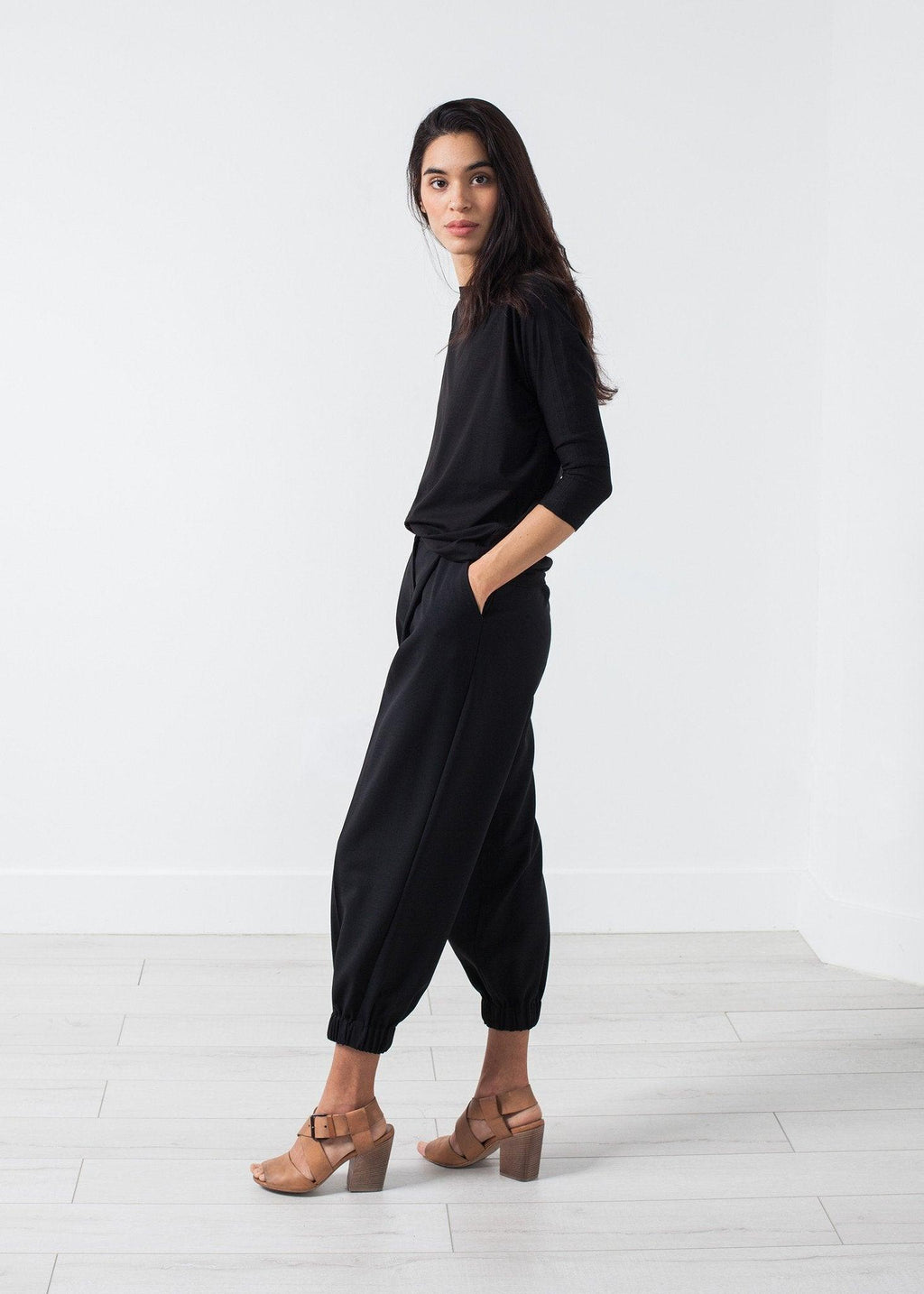 Boat Neck Top in Black - linhnguyen3