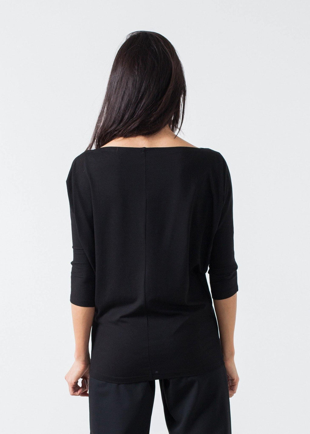 Boat Neck Top in Black - linhnguyen3