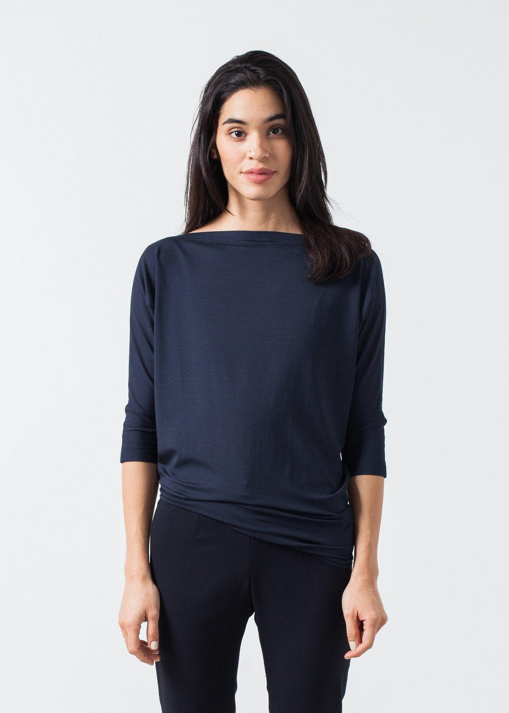 Boat Neck Top in Marine - linhnguyen3