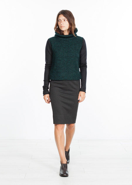 Boucle Turtle Neck in Green/Black - linhnguyen3