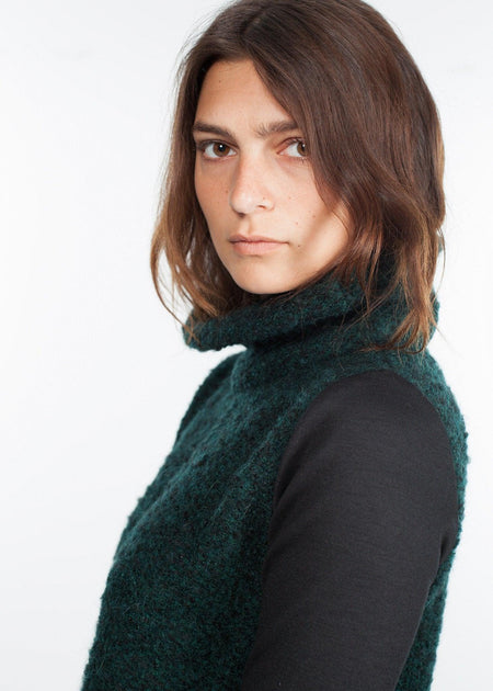 Boucle Turtle Neck in Green/Black - linhnguyen3