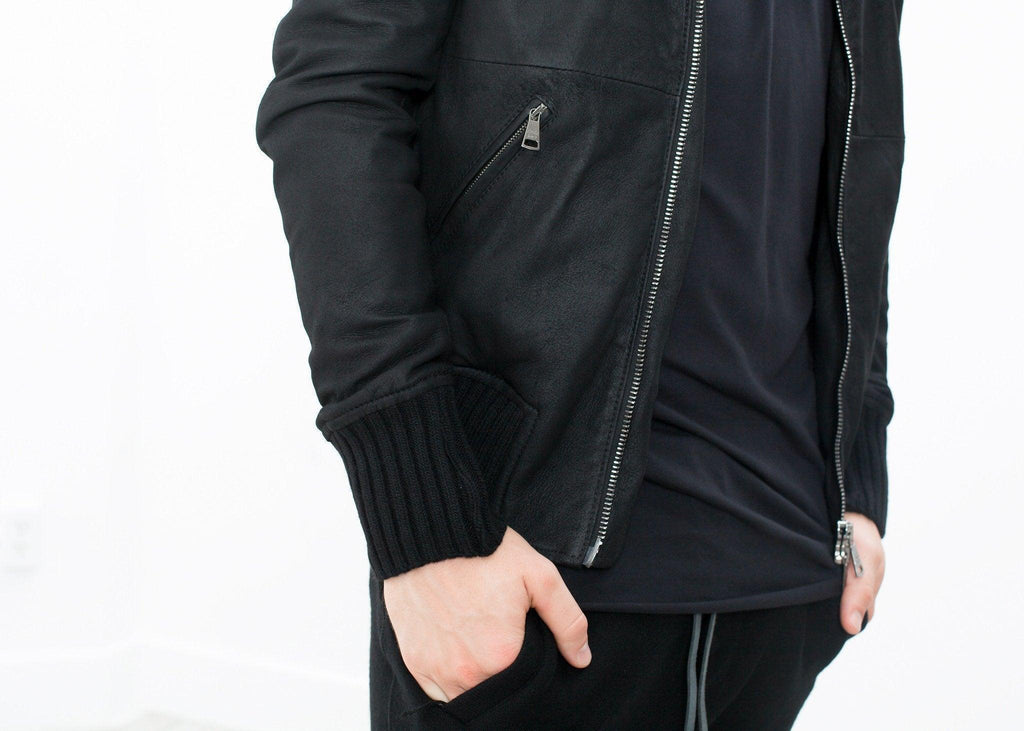 Broken Leather Bomber in Black - linhnguyen3