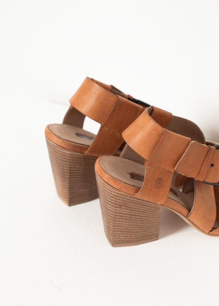 Buckle Strap Heel in Brown - linhnguyen3