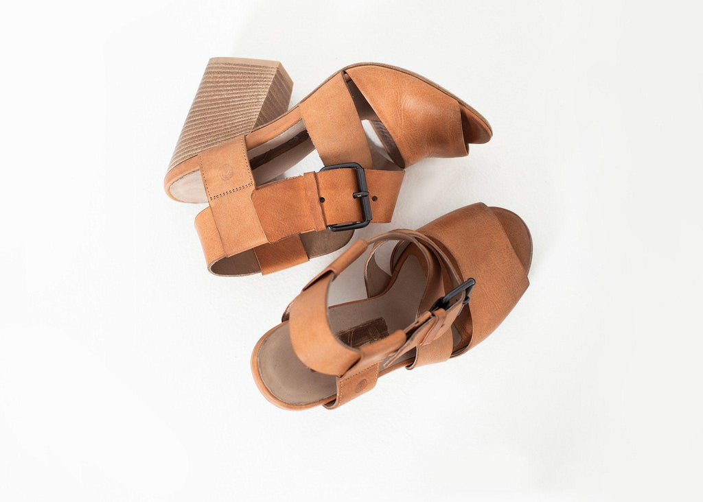 Buckle Strap Heel in Brown - linhnguyen3