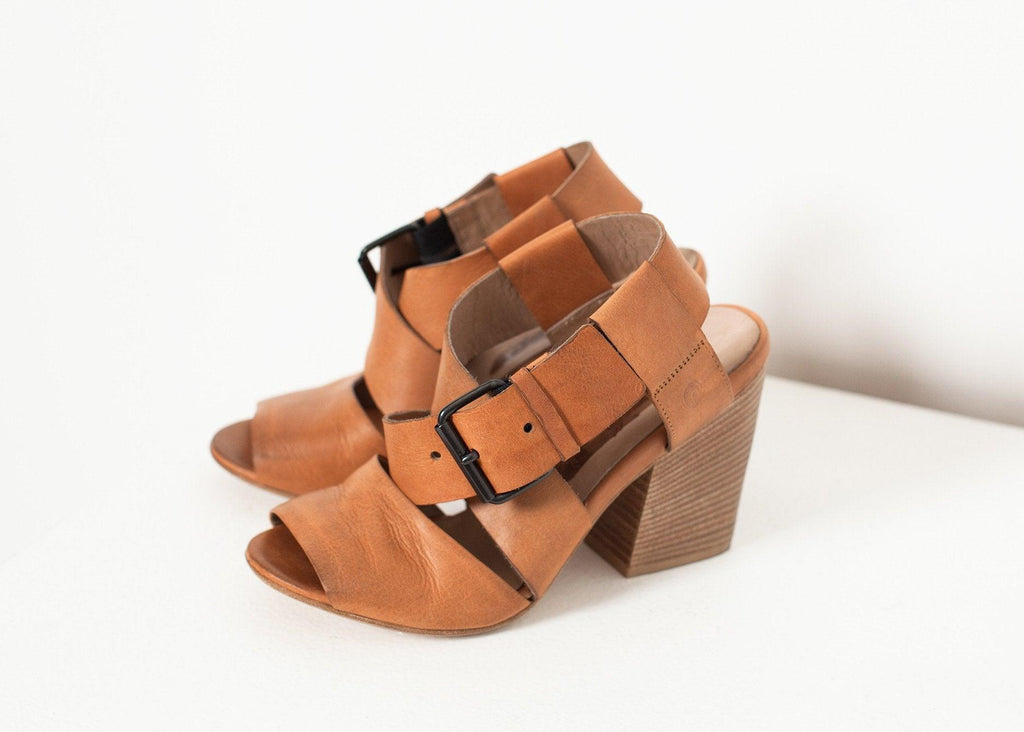 Buckle Strap Heel in Brown - linhnguyen3