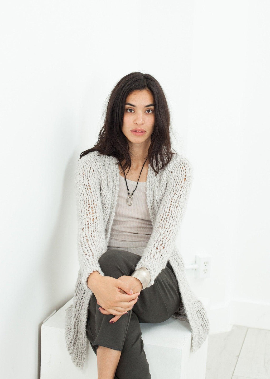 Bulk Stitch Cardigan in Cloud - linhnguyen3