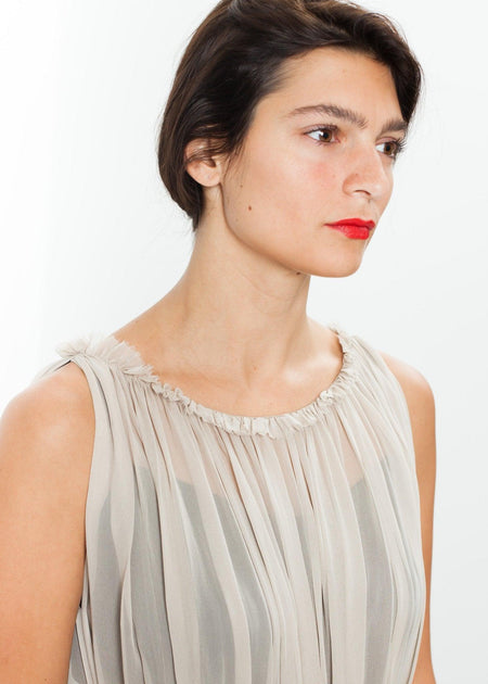 Chiffon Cape Back Dress in Sand - linhnguyen3