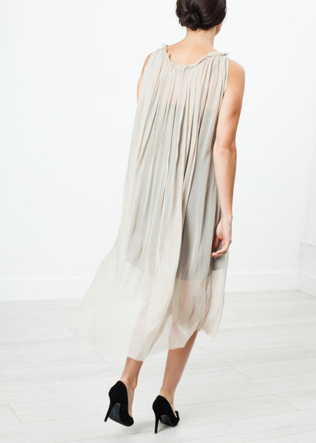 Chiffon Cape Back Dress in Sand - linhnguyen3