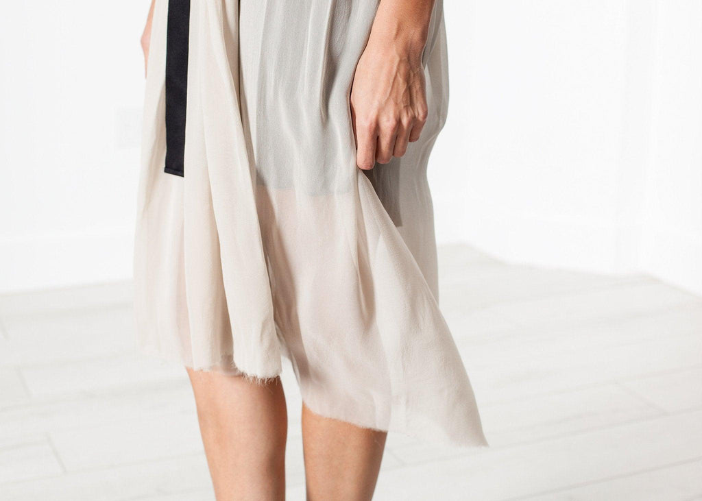 Chiffon Cape Back Dress in Sand - linhnguyen3