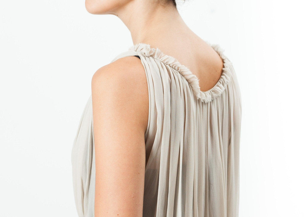 Chiffon Cape Back Dress in Sand - linhnguyen3