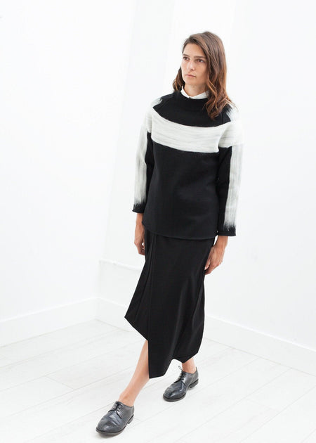 Contrast Felted Sweater in Black - linhnguyen3