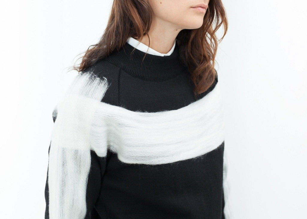 Contrast Felted Sweater in Black - linhnguyen3