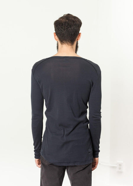 Cotton Henley in Blue Grey - linhnguyen3