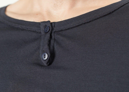 Cotton Henley in Blue Grey - linhnguyen3