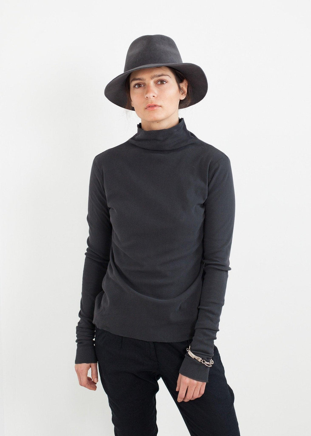 Cotton Long Tee in Ink - linhnguyen3