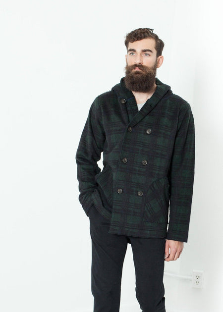 Double Breasted Hoodie in Forest Plaid - linhnguyen3
