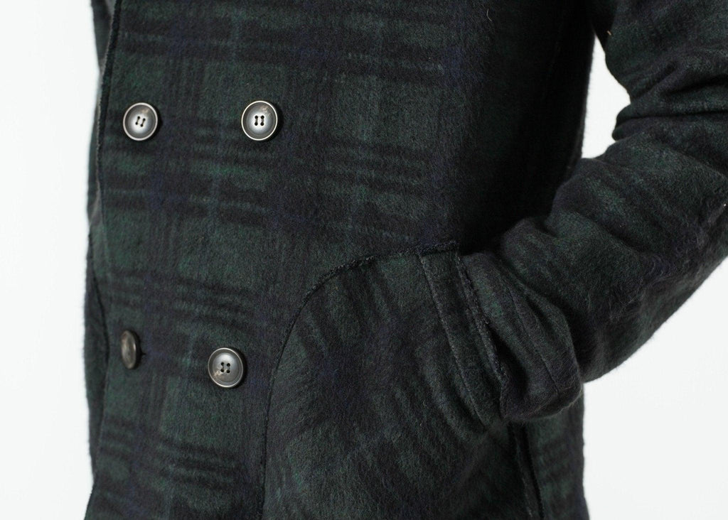 Double Breasted Hoodie in Forest Plaid - linhnguyen3