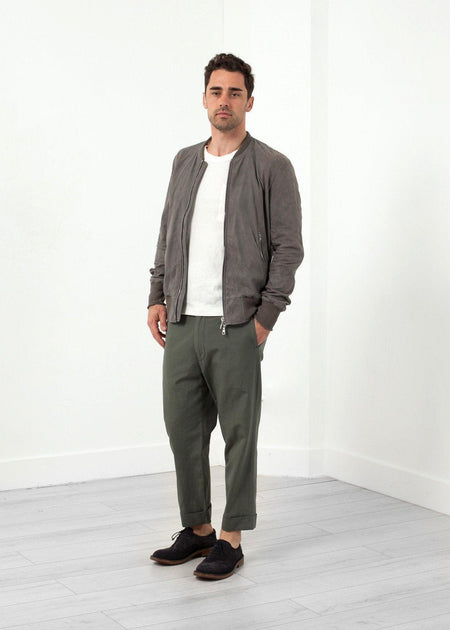 Leather Bomber Jacket in Dust - linhnguyen3