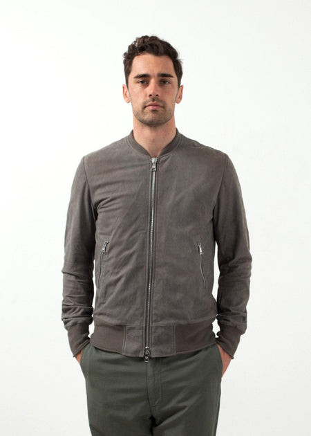 Leather Bomber Jacket in Dust - linhnguyen3