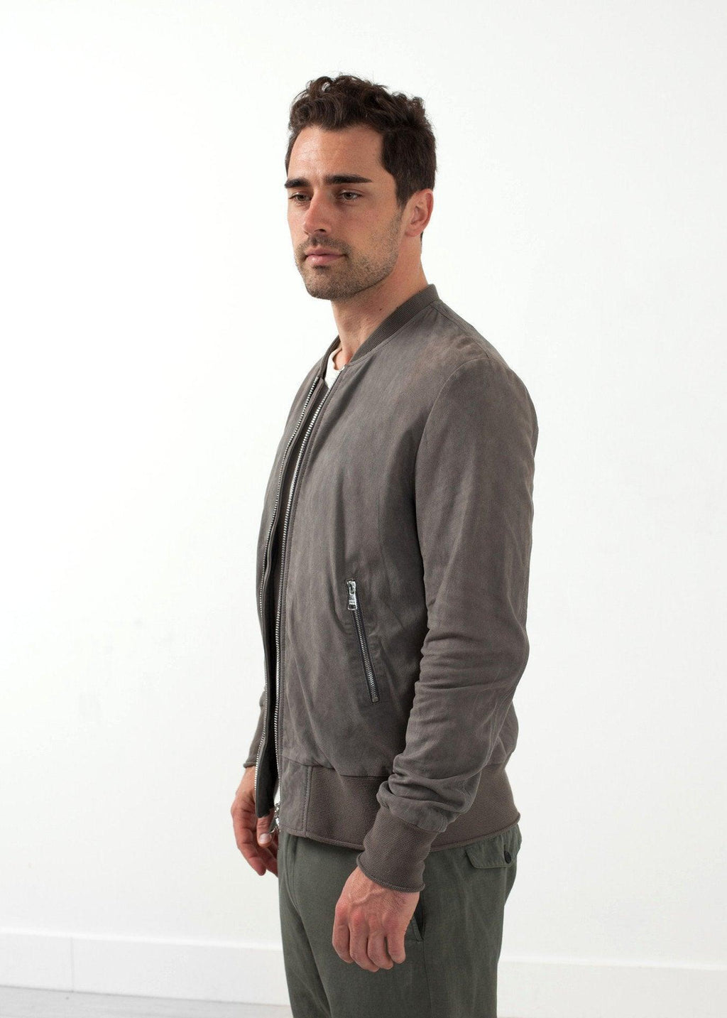 Leather Bomber Jacket in Dust - linhnguyen3