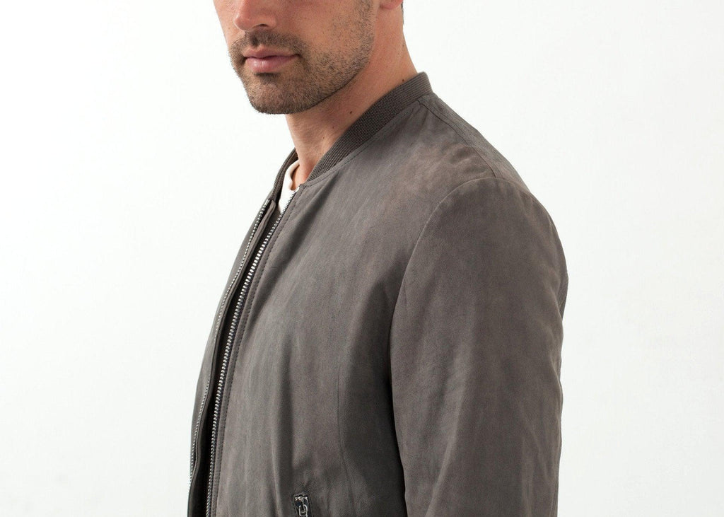 Leather Bomber Jacket in Dust - linhnguyen3