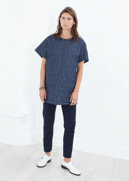 Quilted Mesh Mini Dress in Navy - linhnguyen3