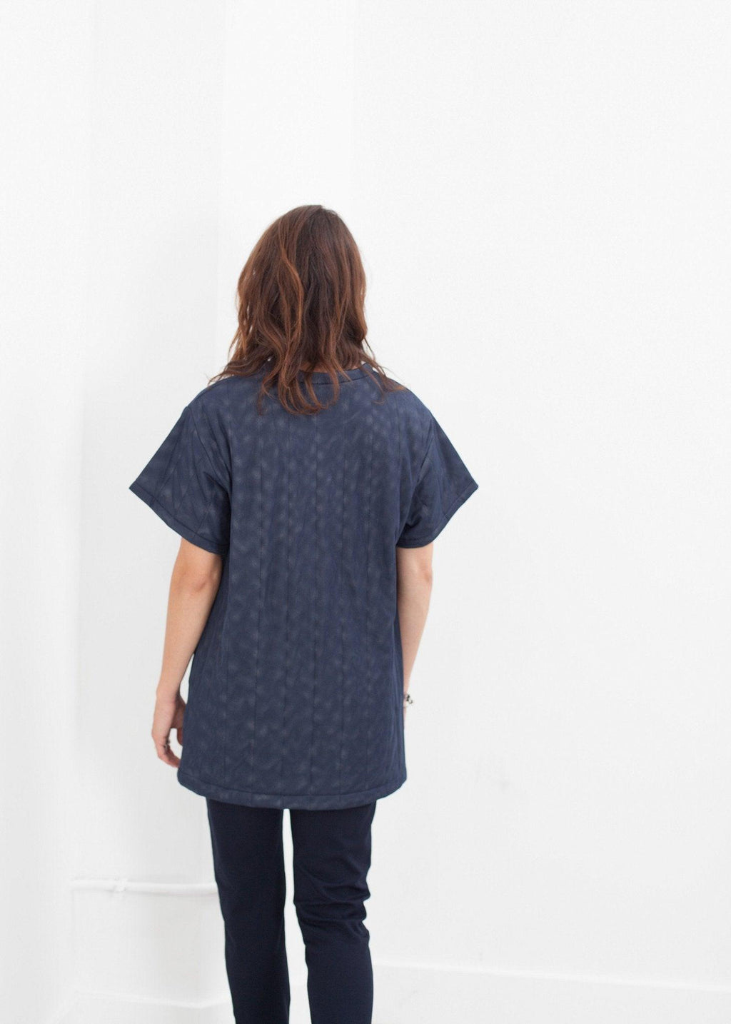 Quilted Mesh Mini Dress in Navy - linhnguyen3
